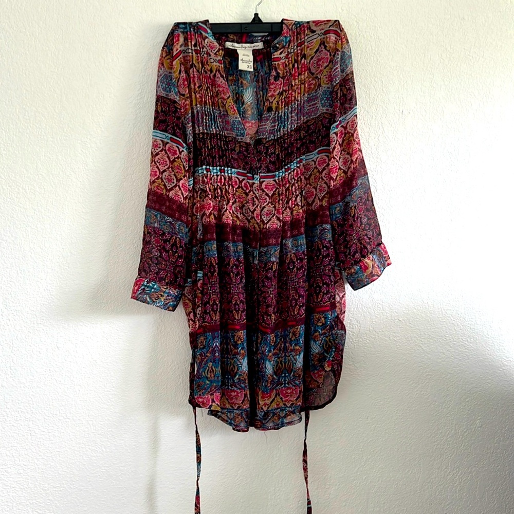 Colorful / Sheer Button Long sleeve - American Rag - XS - Excellent Condition